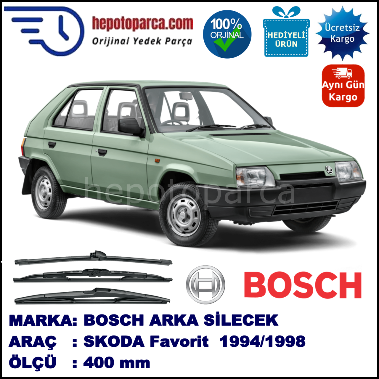 SKODA Favorit  400 mm 10.1994-12.1998 BOSCH Arka Silecek