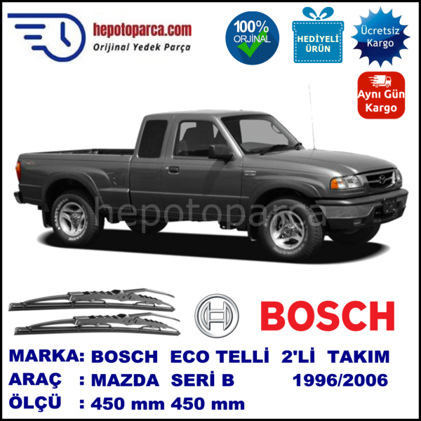 MAZDA Serie B [UF; UN] 03.96-03.06 450 / 450 mm. BOSCH ECO Telli Silecek 2'li Takım