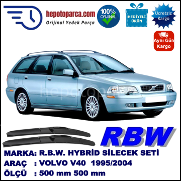 VOLVO V40 I  01.95-06.04 500 / 500 mm. RBW Hybrid Silecek Seti. U Kanca Uyumlu Hibrit
