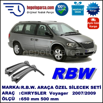 CHRYSLER Grand Voyager [RS] 09.07-11.09 650 / 500 mm. RBW Muz Silecek Seti  2'li Takım. U Kanca Uyumludur.