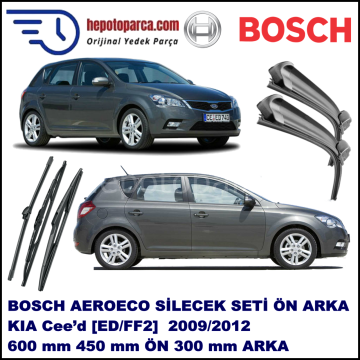 KIA Cee’d [ED/FF2] 07,2009-12,2012 Bosch Aeroeco Ön ve Arka Silecek Takımı