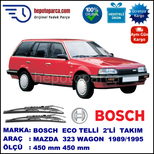 MAZDA 323 Wagon [BW] 09.89-10.95 450 / 450 mm. BOSCH ECO Telli Silecek 2'li Takım
