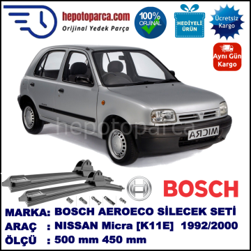 NISSAN Micra [K11E] 08.1992-06.2000, 500 / 450 mm. BOSCH AEROECO Aparatlı Muz Silecek