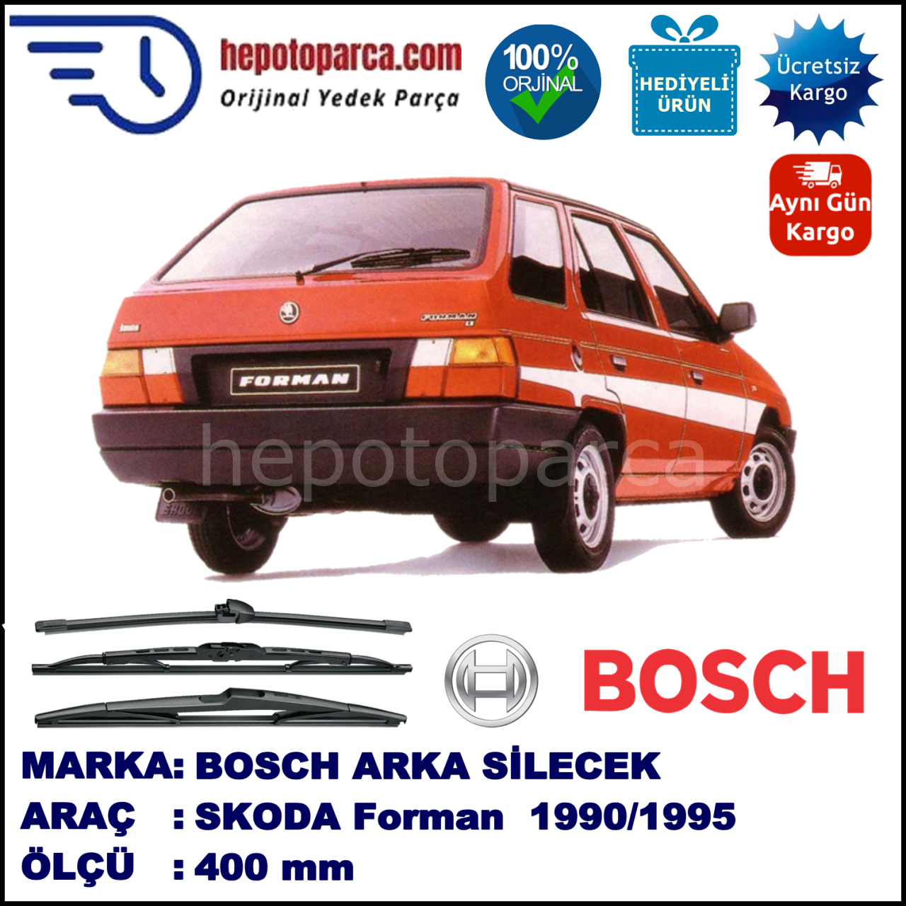 SKODA Forman  400 mm 10.1990-12.1995 BOSCH Arka Silecek