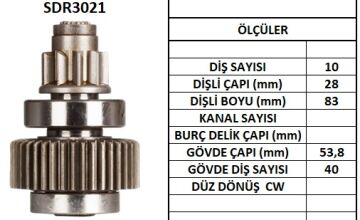 SDR3021  MARS DISLISI-10DIS TOYOTA UFAK KAFA  CHRYSLER CARAVAN-NISSAN SKY STAR