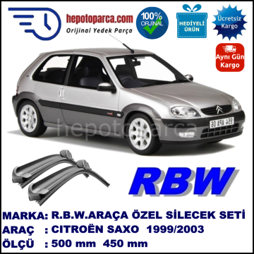 CITROEN Saxo [S8] 10.99-09.03 500 / 450 mm. RBW Muz Silecek Seti  2'li Takım. U Kanca Uyumludur.