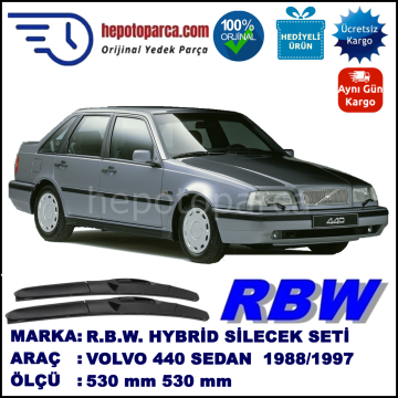 VOLVO 440  09.88-07.97 530 / 530 mm. RBW Hybrid Silecek Seti. U Kanca Uyumlu Hibrit