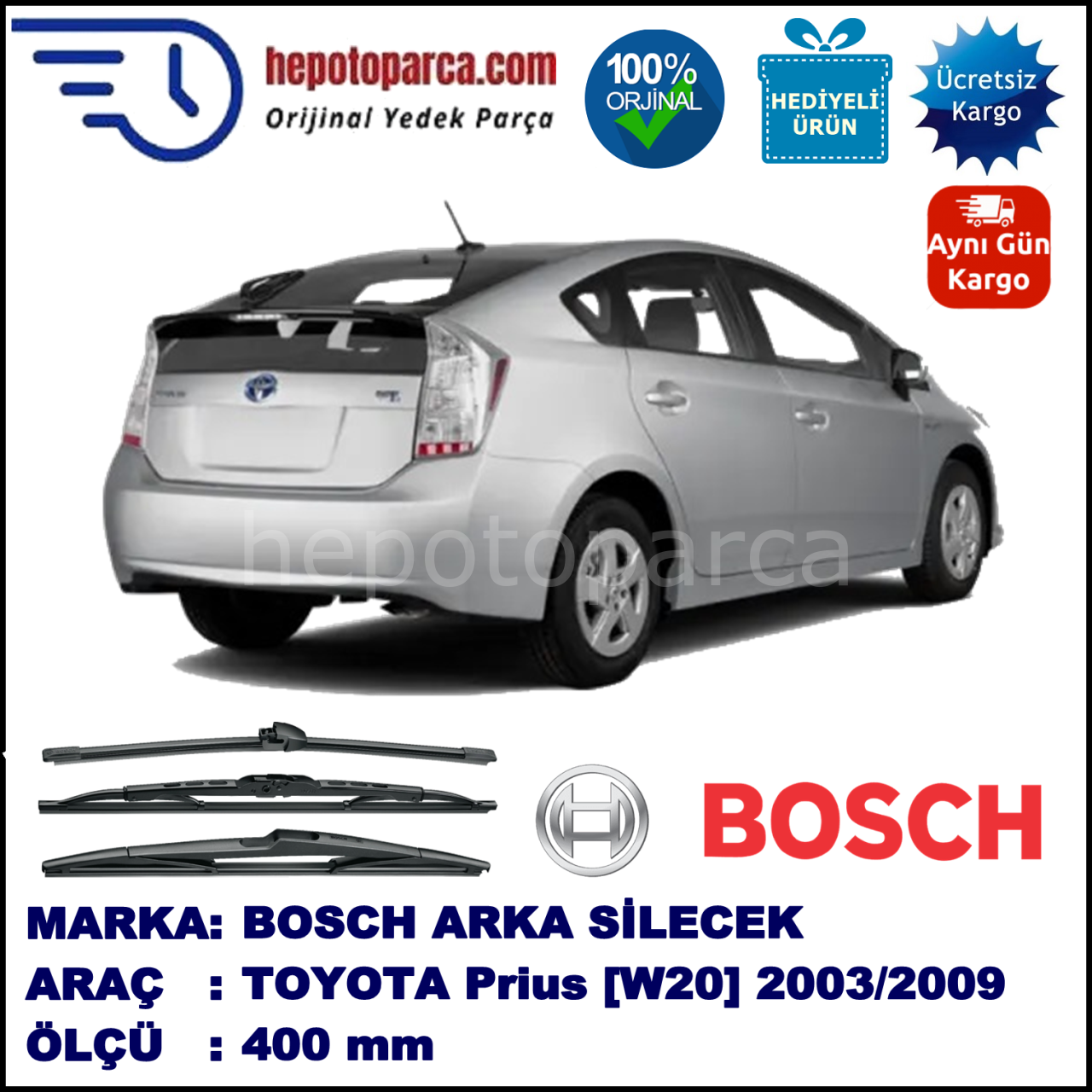 TOYOTA Prius [W20] 400 mm 09.2003-03.2009 BOSCH Arka Silecek