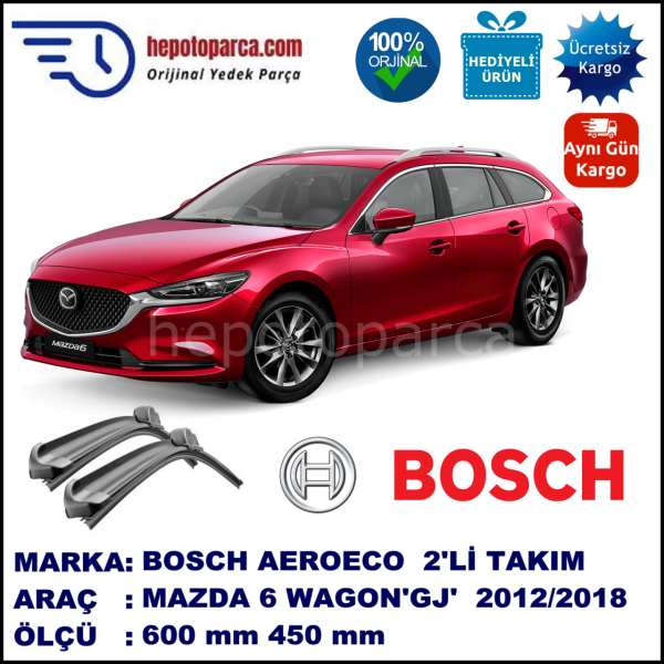 MAZDA 6 Wagon [GJ] 10.2012-..., 600 / 450 mm. BOSCH AEROECO Aparatlı Muz Silecek