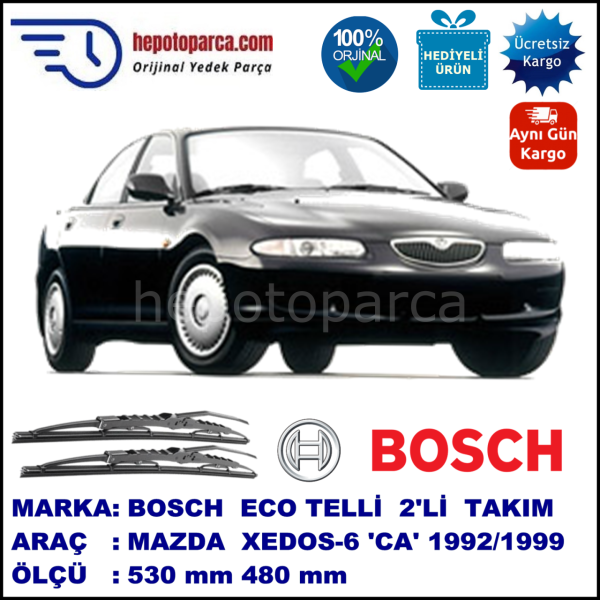 MAZDA Xedos-6 [CA] 01.92-02.99 530 / 480 mm. BOSCH ECO Telli Silecek 2'li Takım