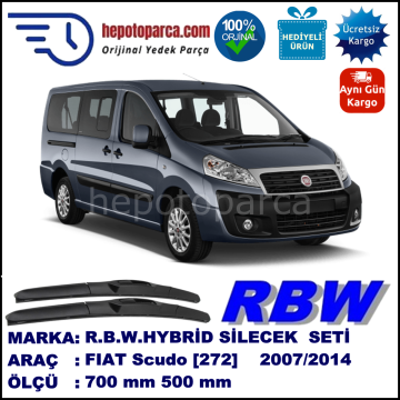 FIAT Scudo [272..] 01.07-... 700 / 500 mm. RBW Hybrid Silecek Seti. U Kanca Uyumlu Hibrit