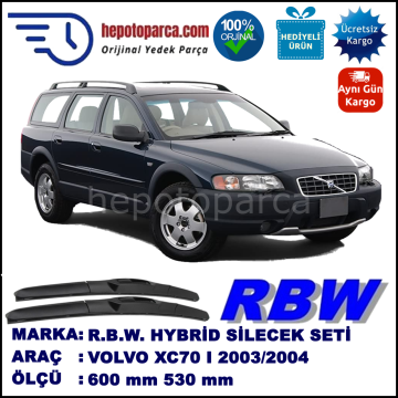 VOLVO XC70 I  08.03-07.04 600 / 530 mm. RBW Hybrid Silecek Seti. U Kanca Uyumlu Hibrit