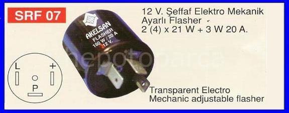 12V ŞEFFAF  ELEKTRO MANYETİK AYARLI FLAŞÖR