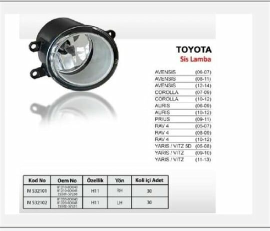 532102 TOYOTA SİS LAMBA SOL