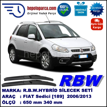 FIAT Sedici [189..] 05.06-... 650 / 340 mm. RBW Hybrid Silecek Seti. U Kanca Uyumlu Hibrit