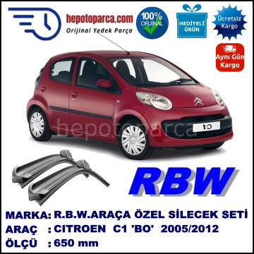 CITROEN C1 [B0] 06.05-... 650 /  mm. RBW Muz Silecek U Kanca Uyumludur.