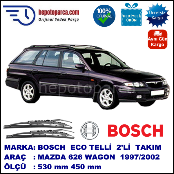 MAZDA 626 Wagon [GW] 10.97-04.02 530 / 450 mm. BOSCH ECO Telli Silecek 2'li Takım
