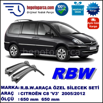 CITROEN C8 [V3] 08.05-... 650 / 650 mm. RBW Muz Silecek Seti  2'li Takım. U Kanca Uyumludur.
