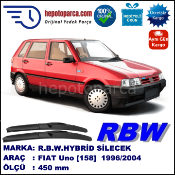FIAT Uno [158..] 01.96-... 450 /  mm. RBW Hybrid Silecek. U Kanca Uyumlu Hibrit