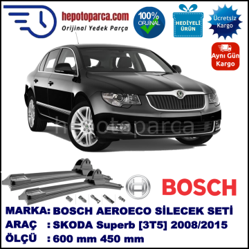 SKODA Superb [3T4] 03.2008-..., 600 / 450 mm. BOSCH AEROECO Aparatlı Muz Silecek