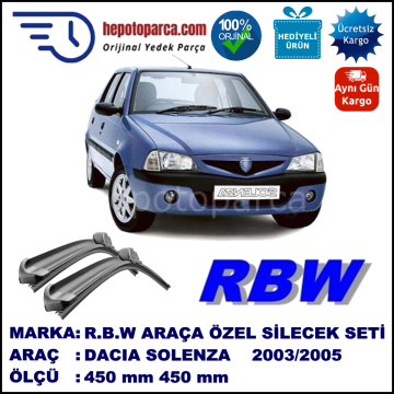 DACIA Solenza  04.03-04.05 450 / 450 mm. RBW Muz Silecek Seti  2'li Takım. U Kanca Uyumludur.