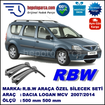DACIA Logan MCV [KS/FS] 01.07-... 500 / 500 mm. RBW Muz Silecek Seti  2'li Takım. U Kanca Uyumludur.