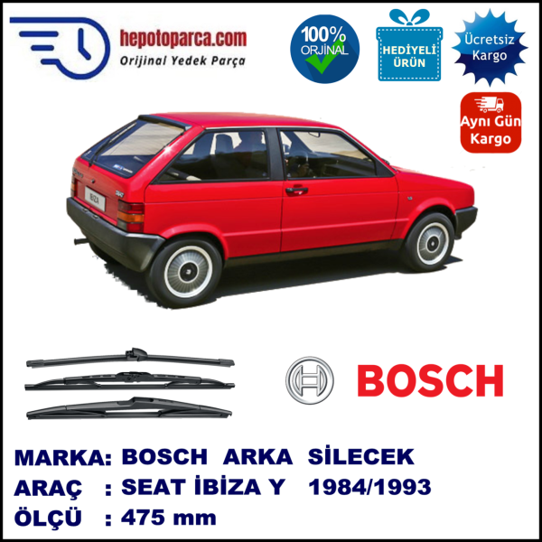 SEAT Ibiza [Y..] 475 mm 06.1984-05.1993 BOSCH Arka Silecek