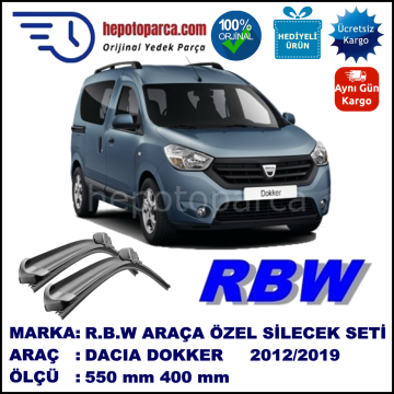 DACIA Dokker  07.12-... 550 / 400 mm. RBW Muz Silecek Seti  2'li Takım. U Kanca Uyumludur.