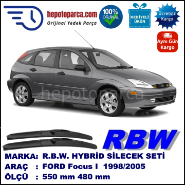 FORD Focus I  [99] 08.98-05.05 550 / 480 mm. RBW Hybrid Silecek Seti. U Kanca Uyumlu Hibrit