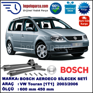 VW Touran [1T1] 02.2003-10.2006, 600 / 450 mm. BOSCH AEROECO Aparatlı Muz Silecek