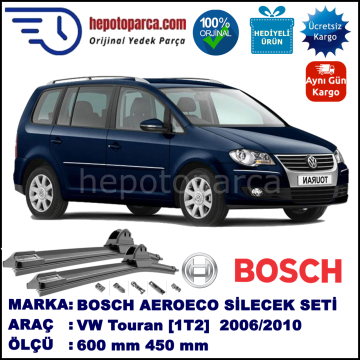VW Touran [1T2] 11.2006-05.2010, 600 / 450 mm. BOSCH AEROECO Aparatlı Muz Silecek