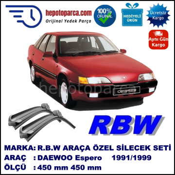 DAEWOO Espero [KLEJ] 09.91-10.99 450 / 450 mm. RBW Muz Silecek Seti  2'li Takım. U Kanca Uyumludur.