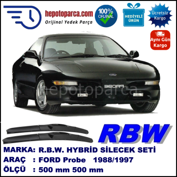FORD Probe  09.88-08.97 500 / 500 mm. RBW Hybrid Silecek Seti. U Kanca Uyumlu Hibrit