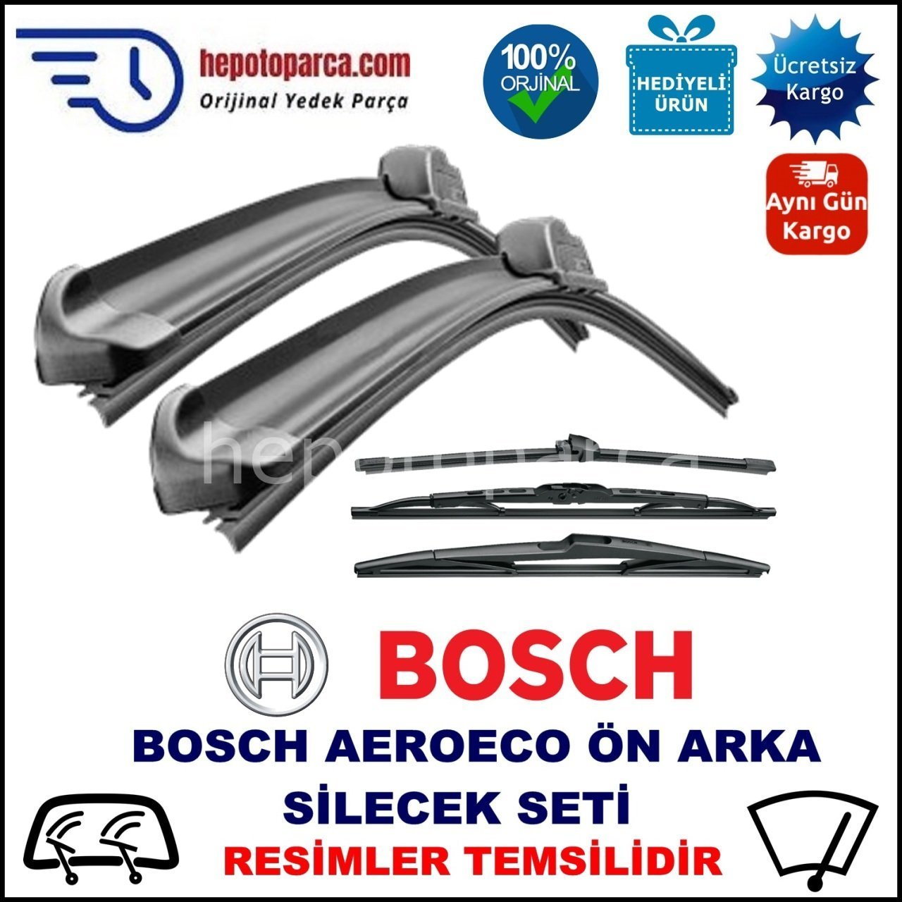 MAZDA 6 Fastback [GG/GY] 04,2002-08,2008 Bosch Aeroeco Ön ve Arka Silecek Takımı