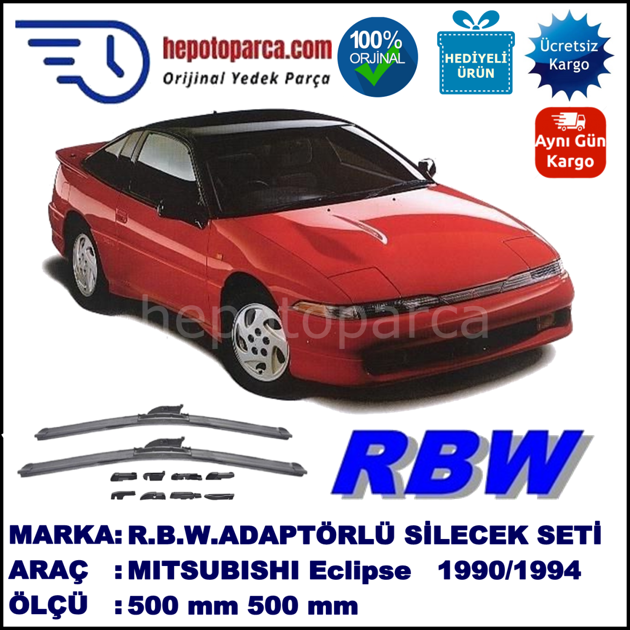 MITSUBISHI Eclipse [D2/3] 01.1990-03.1994, 500 / 470 mm.  RBW  ADAPTÖRLÜ MUZ SİLECEK SETİ