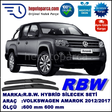 VW Amarok  [2H] 09.10-04.12 600 / 600 mm. RBW Hybrid Silecek Seti. U Kanca Uyumlu Hibrit
