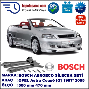 OPEL Astra Cabrio [G] 09.1997-08.2005, 500 / 470 mm. BOSCH AEROECO Aparatlı Muz Silecek