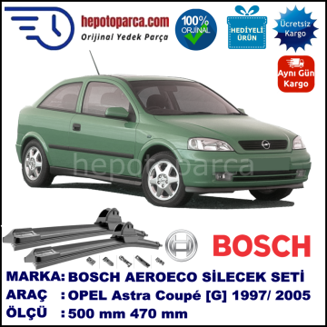 OPEL Astra Coupé [G] 09.1997-02.2005, 500 / 470 mm. BOSCH AEROECO Aparatlı Muz Silecek