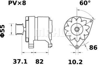 MG 485 Z1660 14V 100A LETRİKA MAHLE ISKRA MG485 72735484 11204326500   3838922070583   5801453377 5801453377