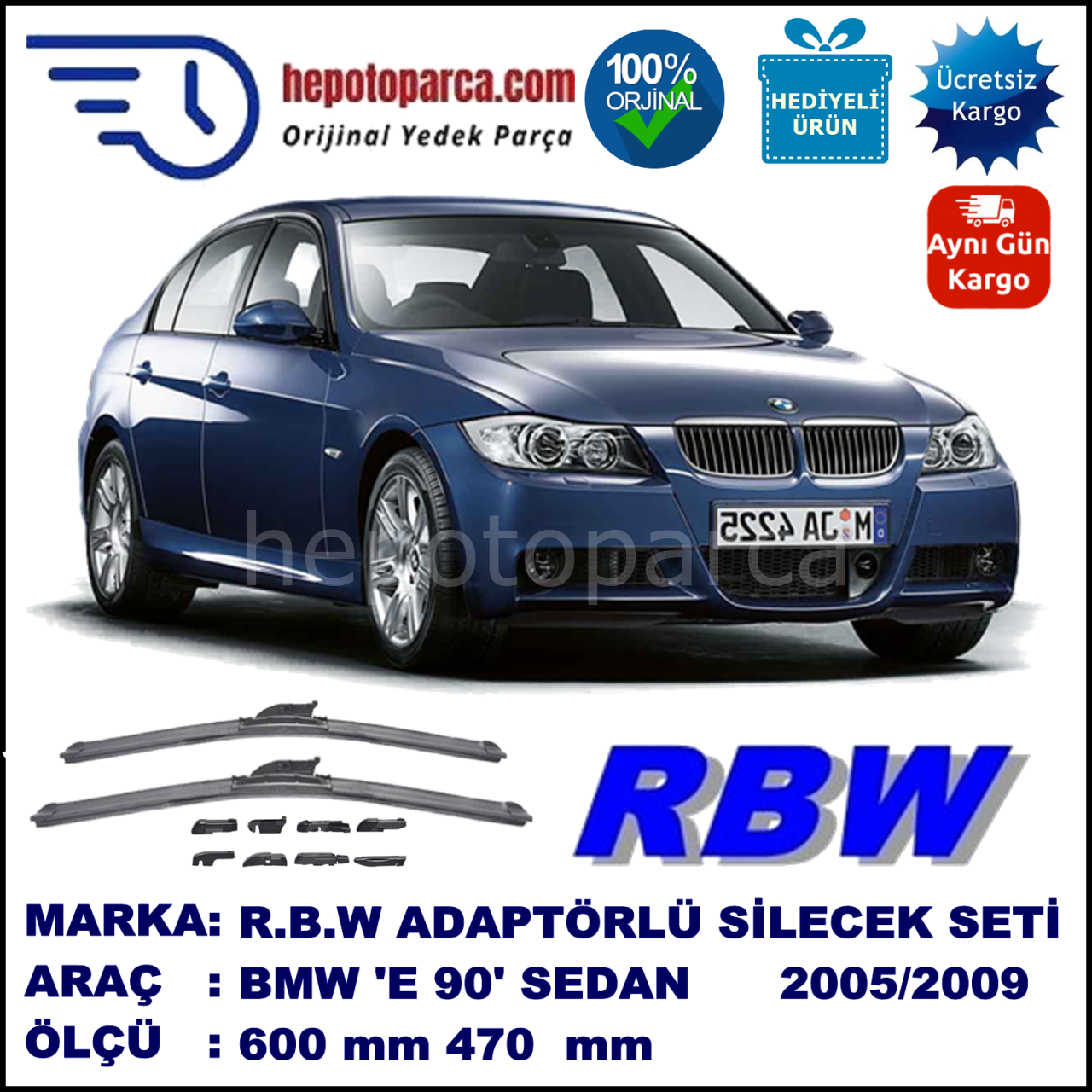 BMW Serie 3 [E 90] 03.2005-08.2009, 600 / 470 mm. BOSCH AEROECO Aparatlı Muz Silecek