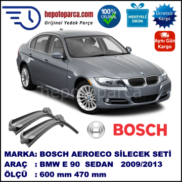 BMW Serie 3 [E 90] 09.2009-..., 600 / 470 mm. BOSCH AEROECO Aparatlı Muz Silecek