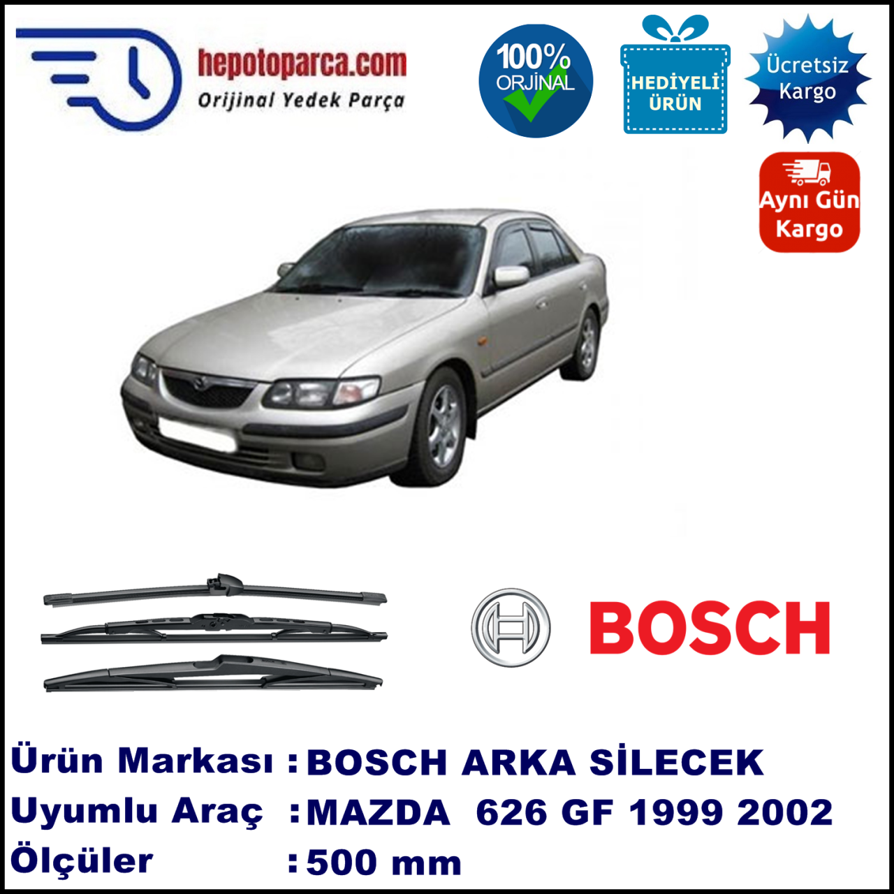 MAZDA 626 Fastback [GF] 500 mm 08.1999-04.2002 BOSCH Arka Silecek