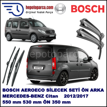 MERCEDES-BENZ Citan  07,2012-,,, Bosch Aeroeco Ön ve Arka Silecek Takımı