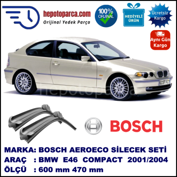 BMW Serie 3 Compact [E 46] 06.2001-12.2004, 600 / 470 mm. BOSCH AEROECO Aparatlı Muz Silecek