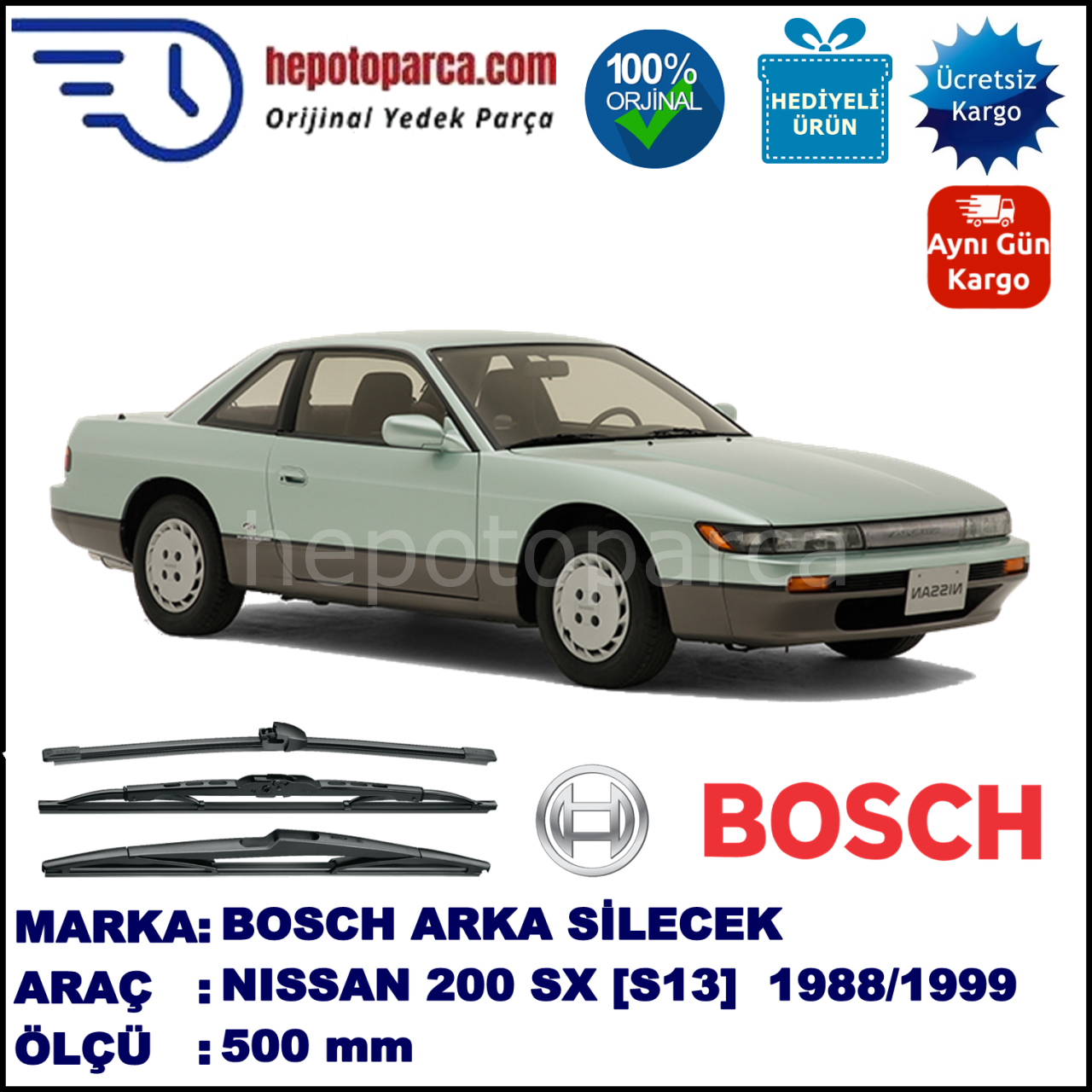 NISSAN 200 SX [S13/S14] 500 mm 09.1988-12.1999 BOSCH Arka Silecek