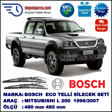 MITSUBISHI L 200 [K6/K7] 01.96-12.07 480 / 480 mm. BOSCH ECO Telli Silecek 2'li Takım