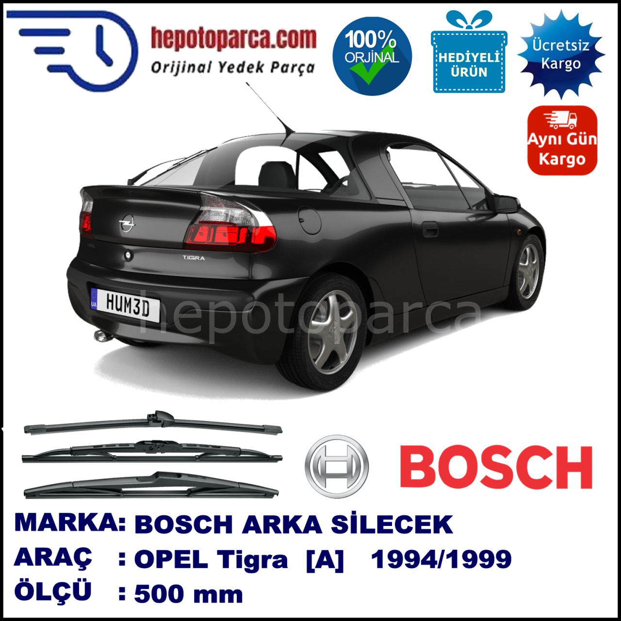 OPEL Tigra [A] 500 mm 09.1994-08.1999 BOSCH Arka Silecek