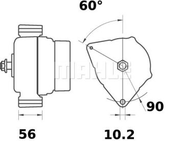 MG 264 Z1660 14V 95A LETRİKA MAHLE ISKRA MG264 72735263 11204478500 BOSCH 0124325166  3838922071337    SE501829    AL166645 AL166645