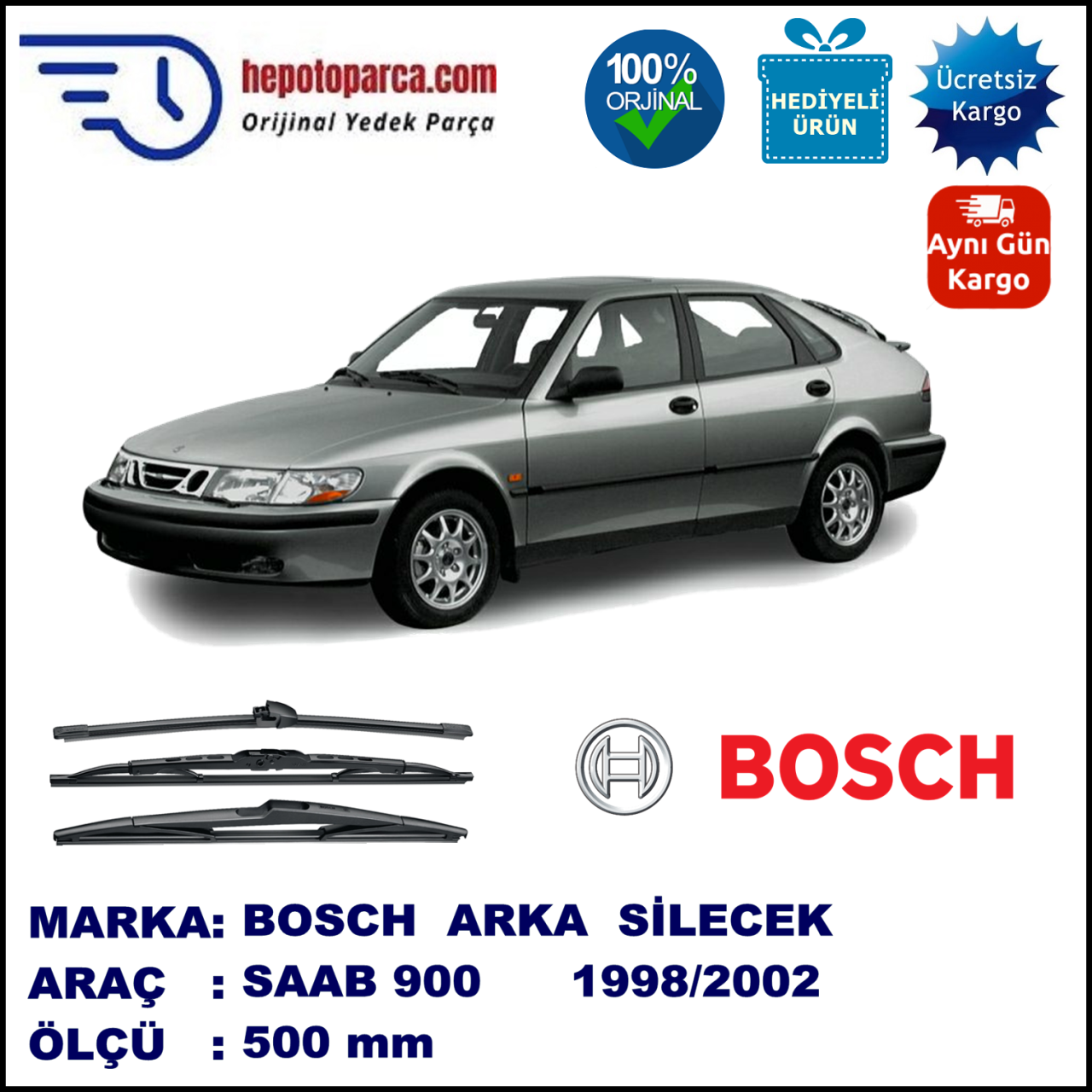 SAAB 9-3 [9400] 500 mm 03.1198-09.2002 BOSCH Arka Silecek