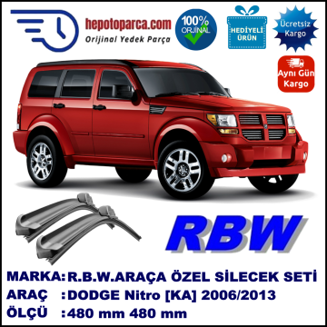 DODGE Nitro [KA] 09.06-... 480 / 480 mm. RBW Muz Silecek Seti  2'li Takım. U Kanca Uyumludur.